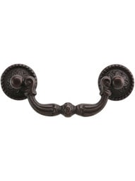 Beaded Flower Post Bail Pull - 2.52 inch Center-to-Center in Oil Rubbed Bronze.